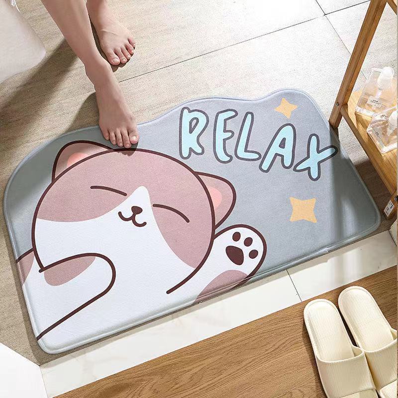 Thảm Lau Chân Nhà Bếp, Nhà Tắm Hình Động Vật  - Thảm Chùi Chân 3D Trải Sàn Nhà Thấm Hút Nước