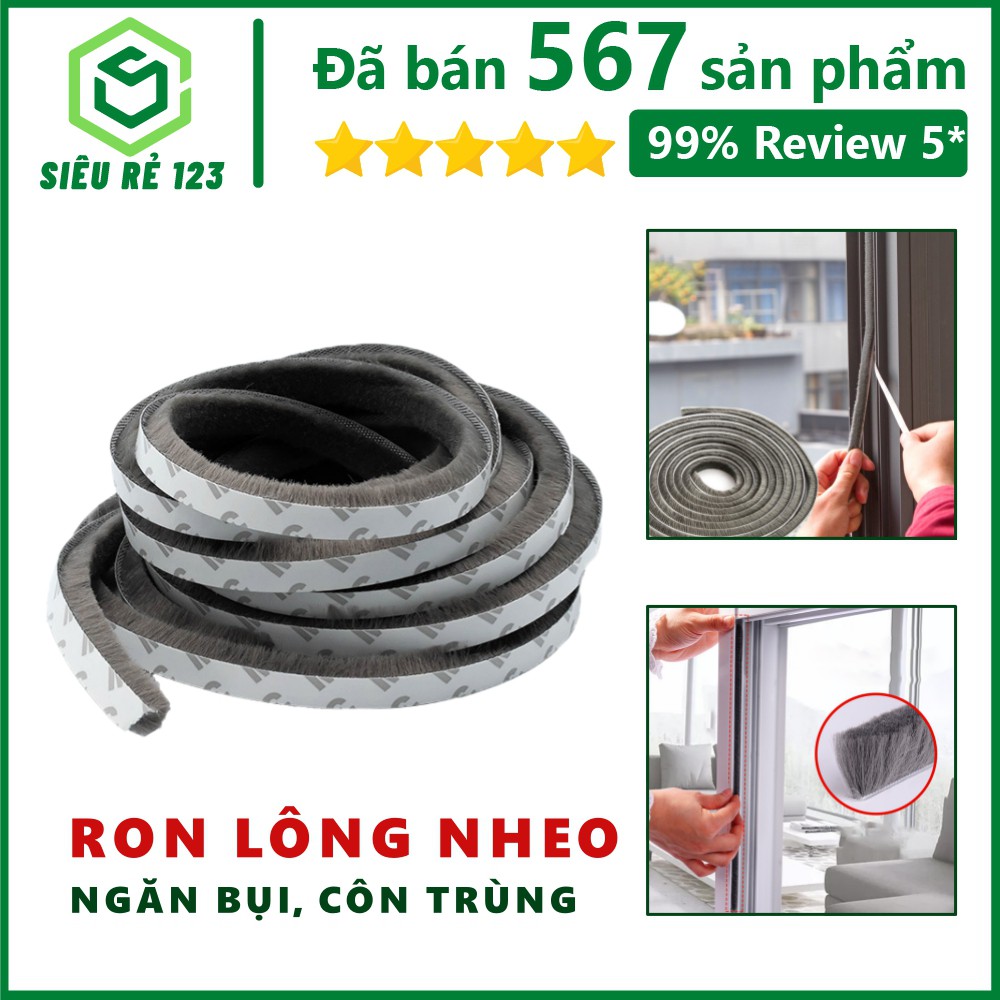 Ron lông dán khung cửa sổ chống bụi bẩn, côn trùng (Đơn vị Mét)