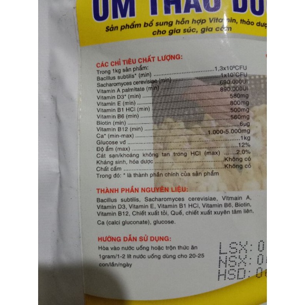 Úm thảo dược 100g úm gà vịt ngan cút chim, vitamin, ca, tỏi, thuộc bổ thú y khoẻ mạnh, chân to, tinh anh