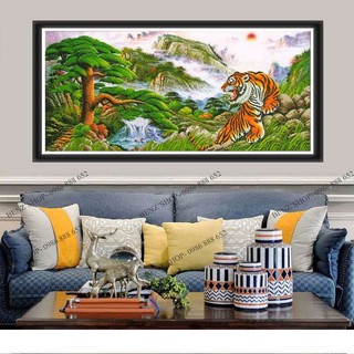 Tranh thêu chữ thập ( giá sỉ) con hổ  hàng chính hãng die lian hua chưa thêu 3d A1110 (136x62cm)