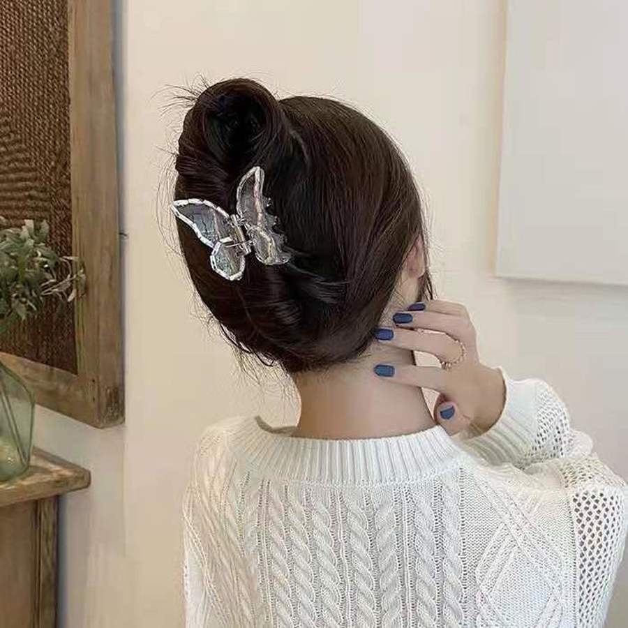 Kẹp tóc hình bướm trong suốt đính ngọc trai phong cách Hàn Quốc nữ tính