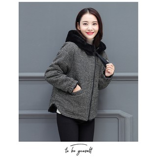 Áo khoác dạ caro lót lông ak045d