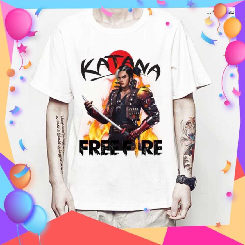 SALE- 🔥HÀNG HOT🔥 Áo thun in hình Free Fire Hayato cầm Katana Kiếm Nhật - Mẫu mới F2264 - BIBO STORE