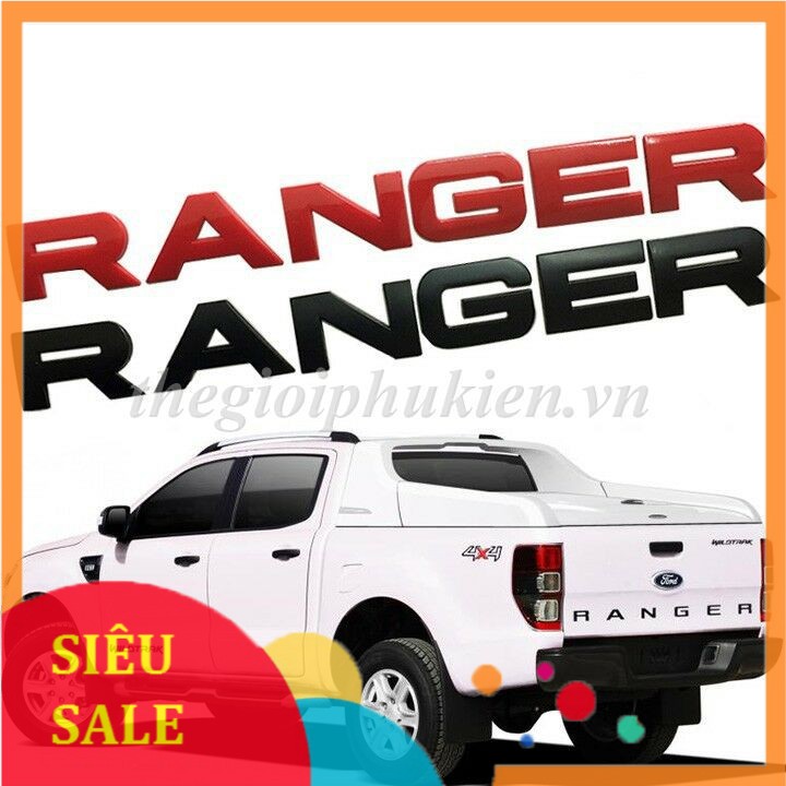 Tem chữ nổi RANGER dán trang trí nắp Capo theo xe  Ford Ranger