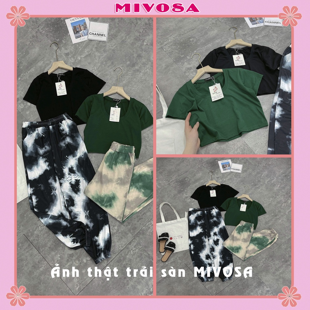 Set bộ nữ croptop cộc tay quần loang thụng đồ bộ nữ thể thao MIVOSA 063