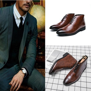 Giày Bốt Da Cổ Cao Phong Cách Cao Bồi Thời Trang Cho Nam