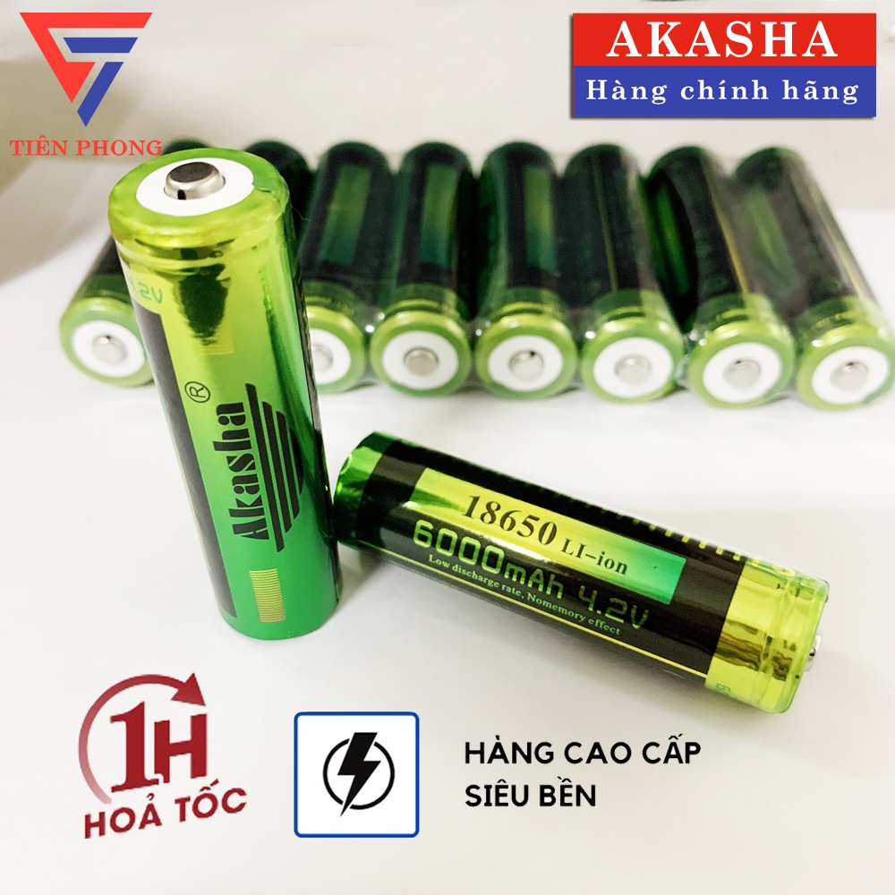 Pin sạc 18650 Li-ion Akasha dung lượng 6000mAh 4.2V chính hãng