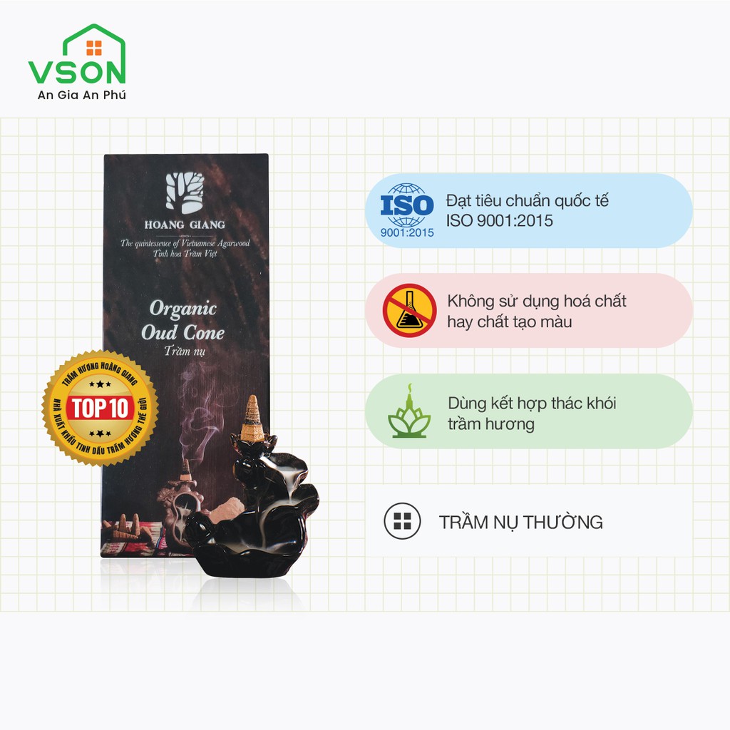 Trầm nụ Hoàng Giang - Không chứa hoá chất, hương gỗ trầm tự nhiên, dùng với thác khói trầm hương - hộp 24 nụ | BigBuy360 - bigbuy360.vn