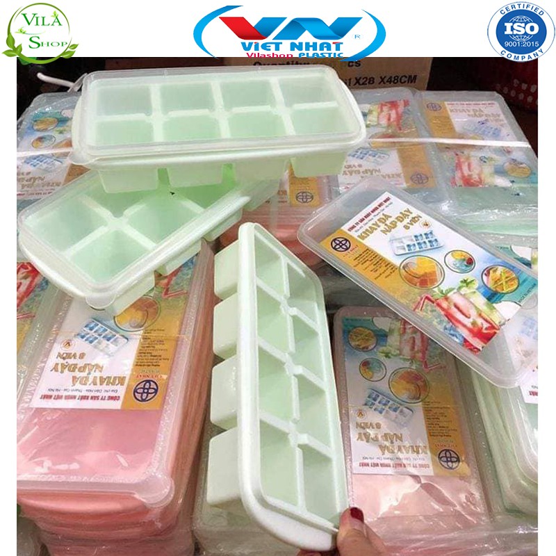 Khay Làm Đá, Khuôn Đá Có Nắp Đa Năng Việt Nhật 8 Viên - 33 Viên, Nhựa Dẻo PP Nguyên Sinh Chính Hãng