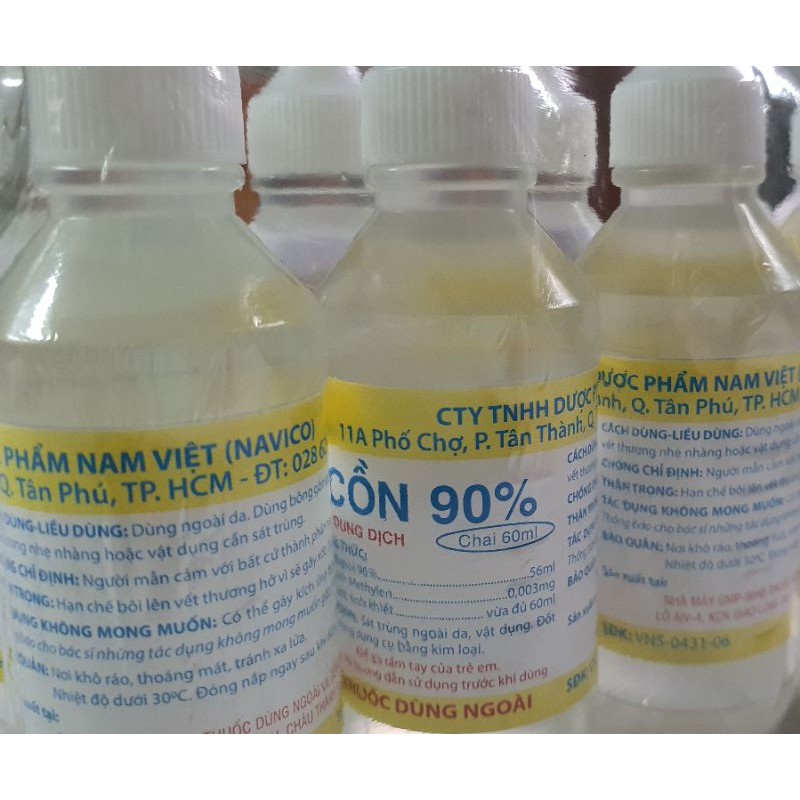 [Nướng mực, sát trùng] Cồn trắng 90 độ 60ml - Đông Anh Pharma