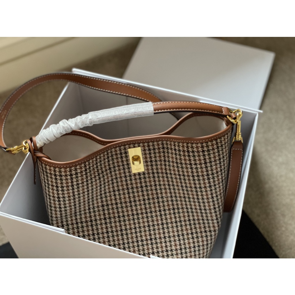 Túi bucket nữ da thật cao cấp Celine CL màu sắc mang phong cách retro