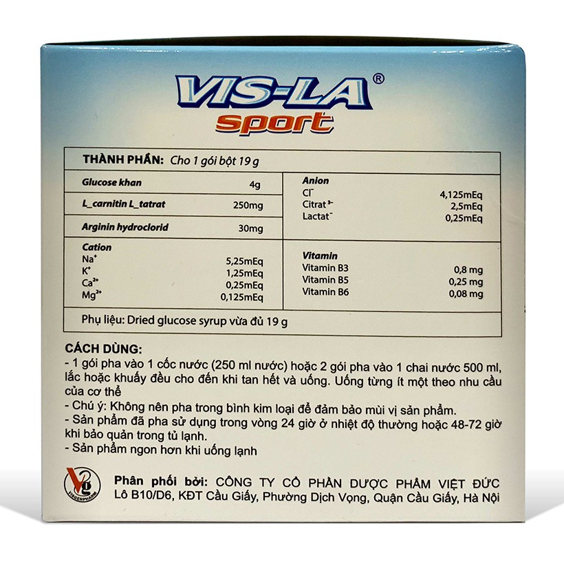 Thực phẩm bổ sung nước điện giải vitamin cho cơ thể Vis - La hỗ trợ tăng cường thể lực tăng cường sức khỏe hộp 10 gói