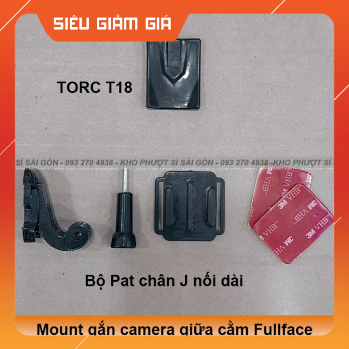 KHO SG-  Mount dán camera Eken h9r, Gopro, Sjcam lên giữa cằm mũ bảo hiểm TORC T18 - Pat gắn cằm giữa mũ Fullface TORC