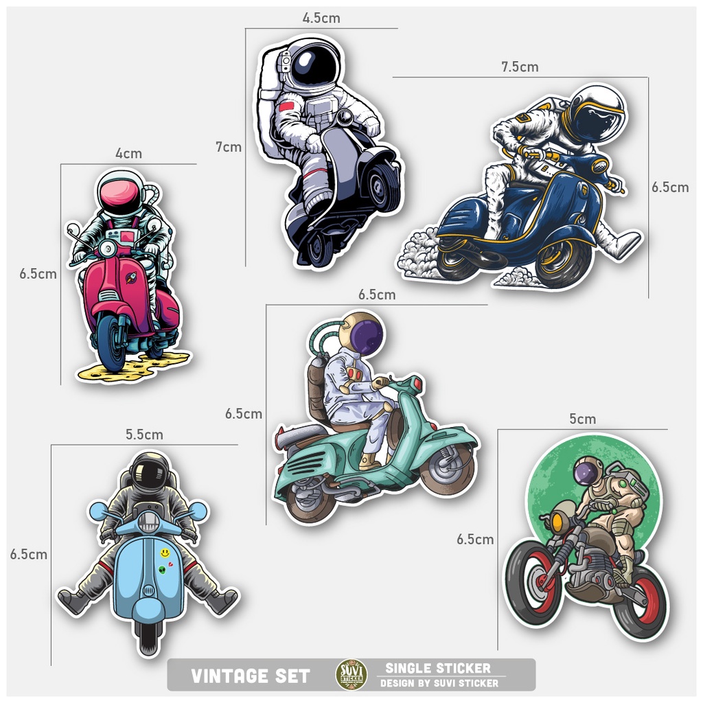 STICKER LẺ - Sticker Phi Hành Gia dán mũ bảo hiểm, laptop, điện thoại, vali. MSP: SS03