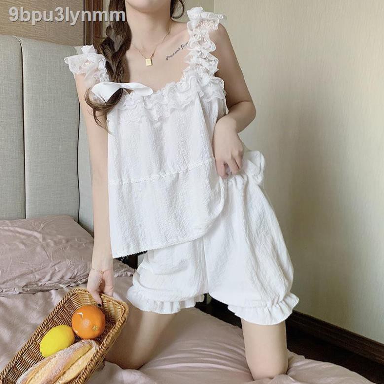 pyjama nữ trong gió ren dễ thương địu người nổi tiếng Internet phong cách nóng bỏng hai mảnh phục vụ tại nhà  ༷