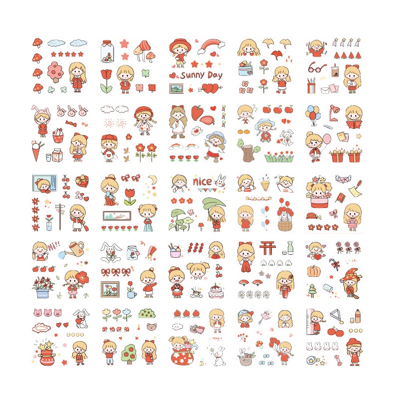 Bộ 20 / 25 / 100 Sticker Hoạt Hình Xinh Xắn Chống Thấm Nước