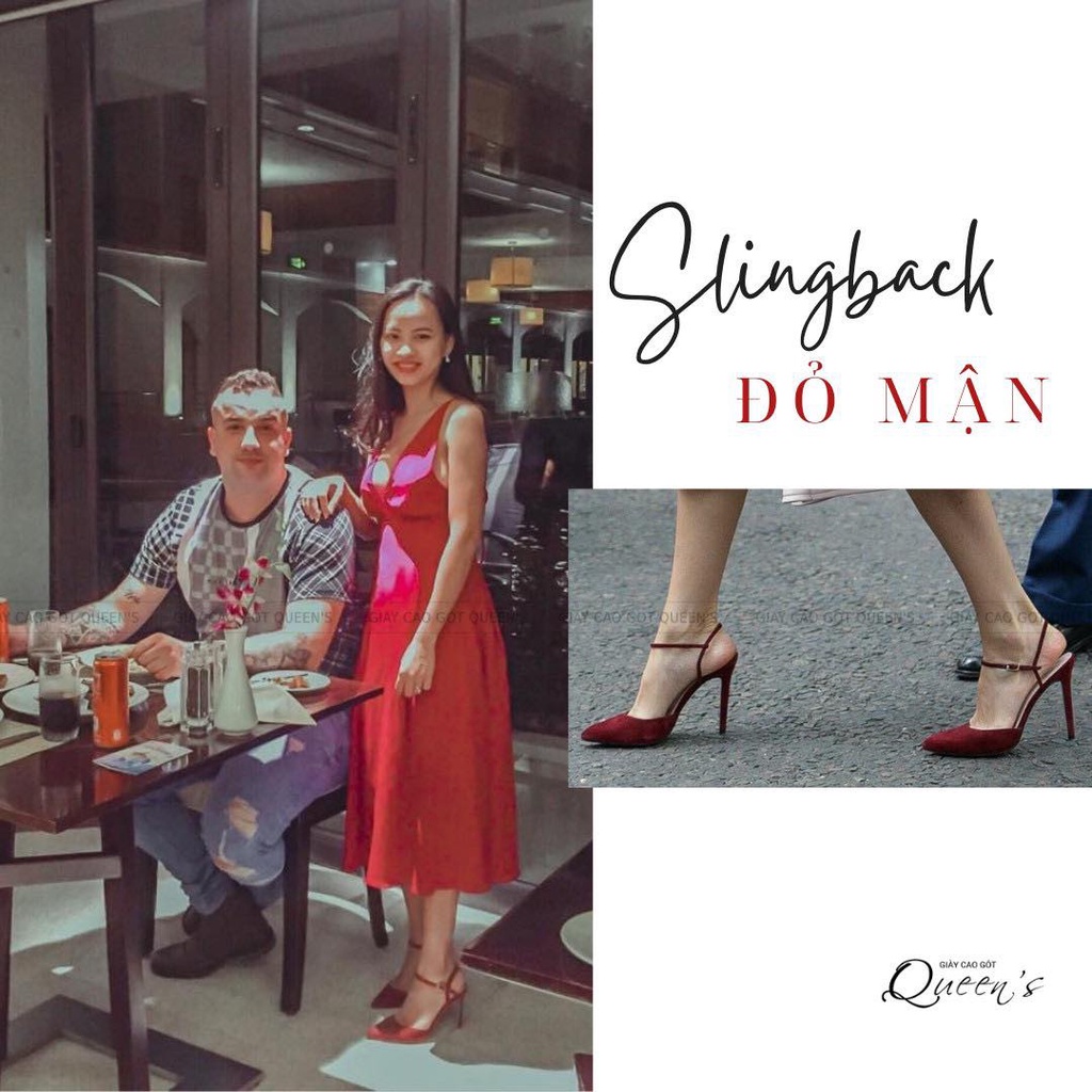 Giày Cao Gót Màu Đỏ Bít Mũi Da Lộn Êm Chân, Sandal Màu Đỏ Mận Thời Trang Cho Nữ Dự Tiệc Công Sở Cao 9-11cm
