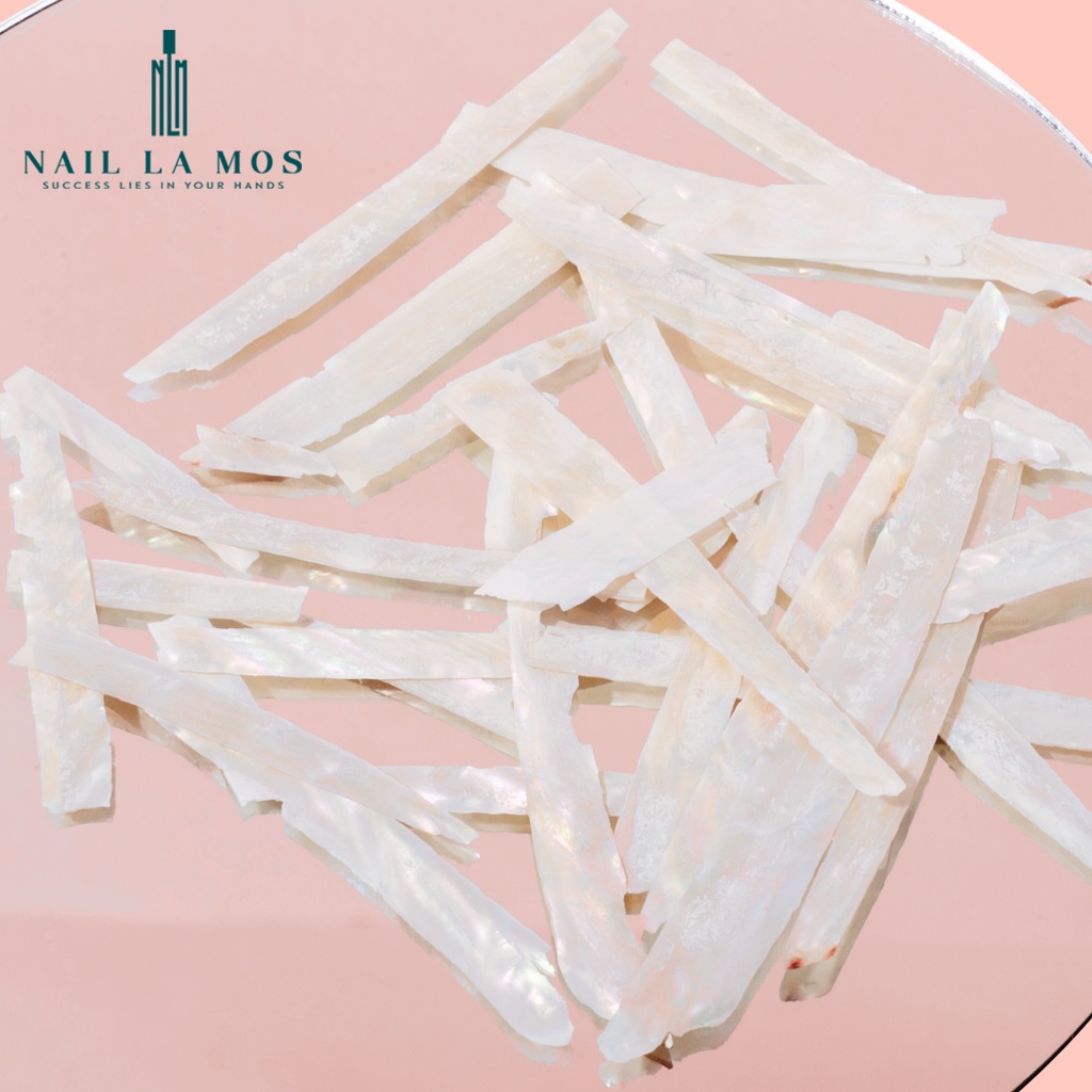 Xà cừ trắng nail siêu mỏng ánh ngọc trai – xà cừ nail trang trí móng tay đắp gel ẩn phong cách Hàn Nhật