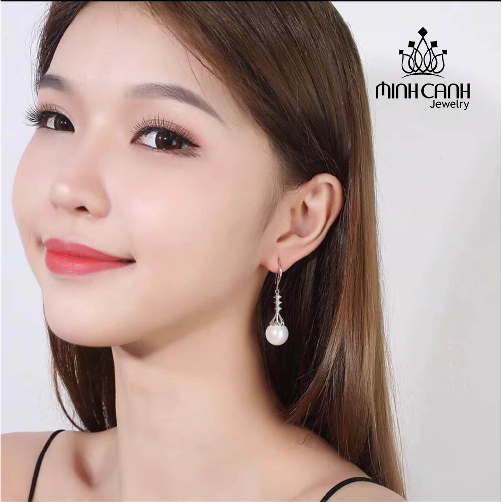 Bông Tai Bạc Nữ Minh Canh Jewelry Dạng Móc Treo Hột