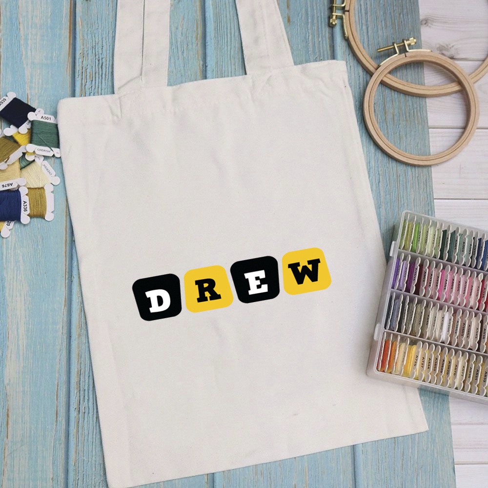 Túi vải túi Tote DREW - Mẫu 4 vải canvas dày đẹp cho nữ có khóa miệng đi học đi chơi. In hình theo yêu cầu