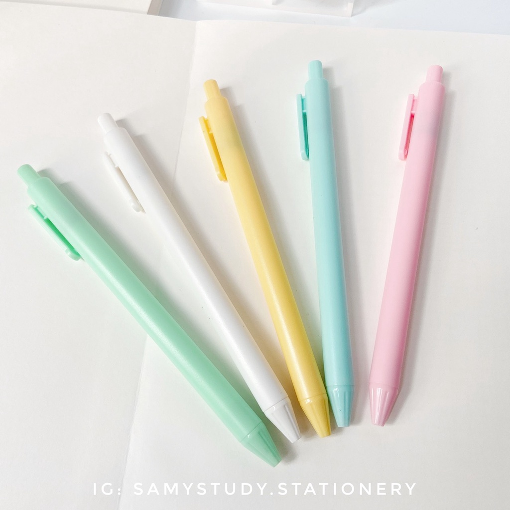 BÚT GEL ĐEN DẠNG BẤM MACARON MÀU PASTEL TRANG TRÍ SỔ TAY BULLET JOURNAL TAKE NOTE