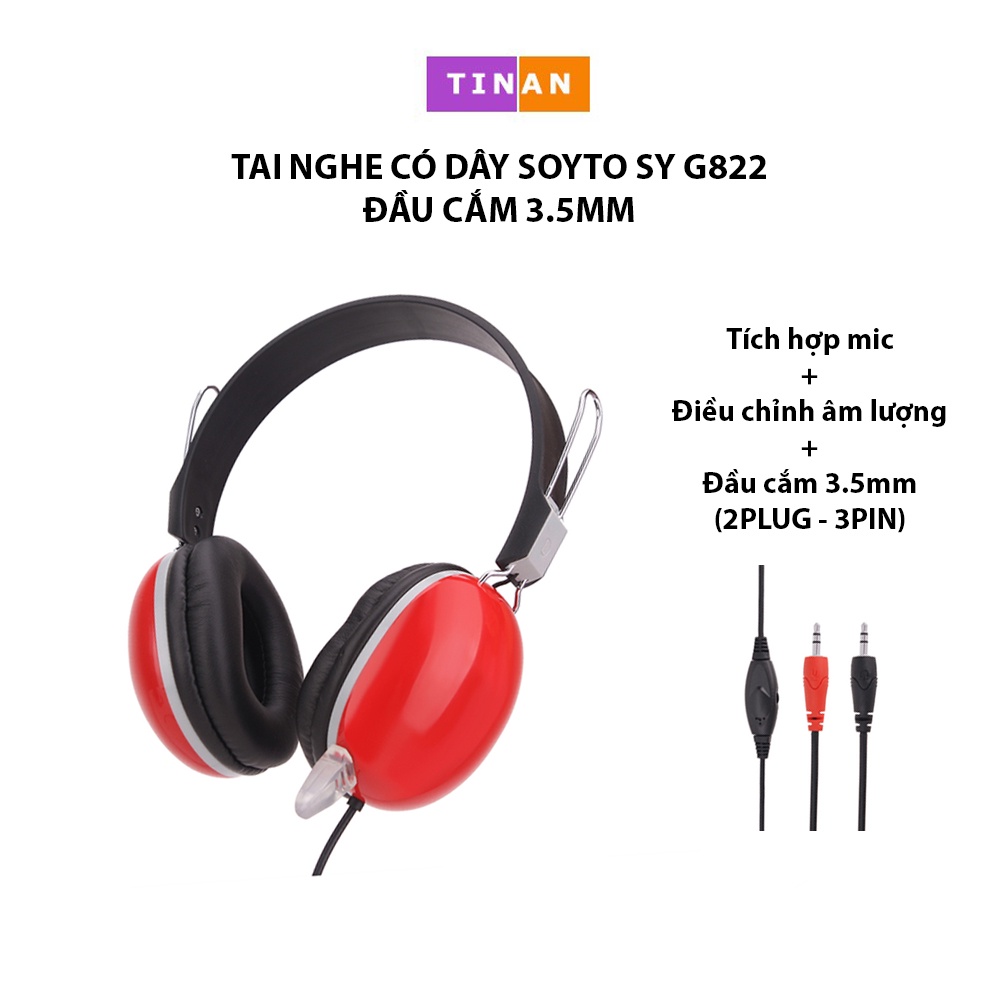 [Jack3.5mm] Tai Nghe Có Dây SY G822 Có Mic Đàm Thoại, Sử Dụng Học Online, Chơi Game