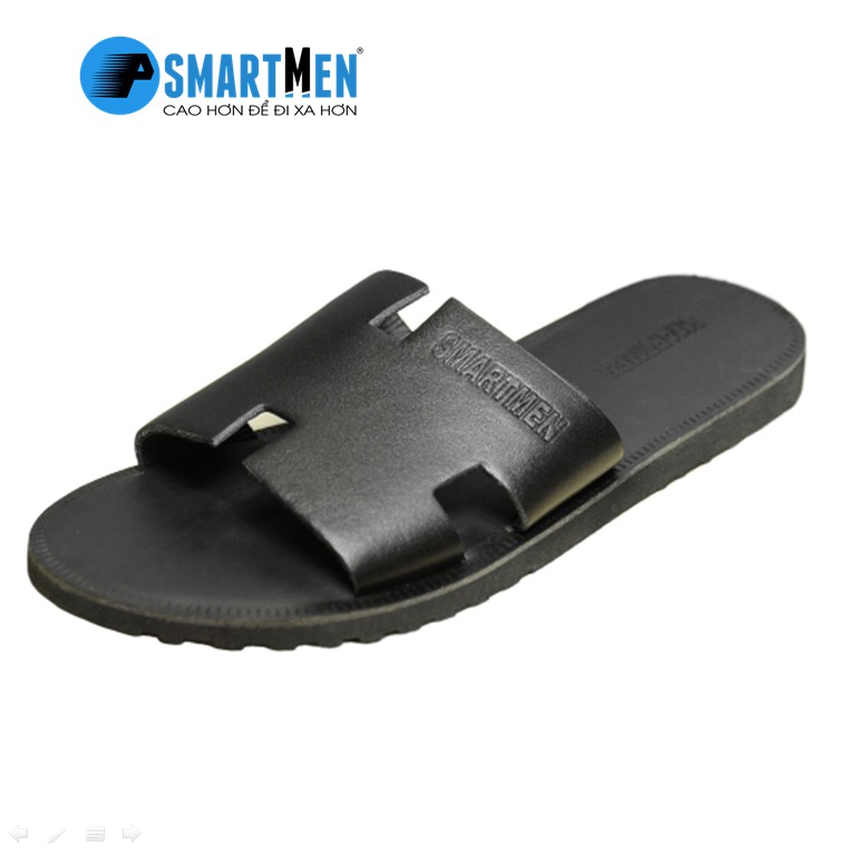 Dép da bò SMARTMEN màu đen DD-05Đ