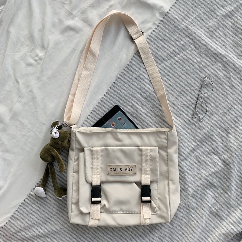 Túi Đeo Chéo Vải Canvas Nylon Chống Thấm Nước Phong Cách Nhật Hàn Xinh Xắn