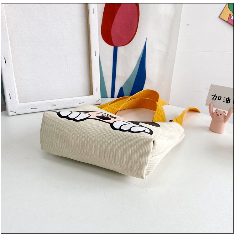 Túi Đeo Chéo Vải Canvas Họa Tiết Chuột Mickey Hoạt Hình Phong Cách Hàn Quốc Thời Trang 2021