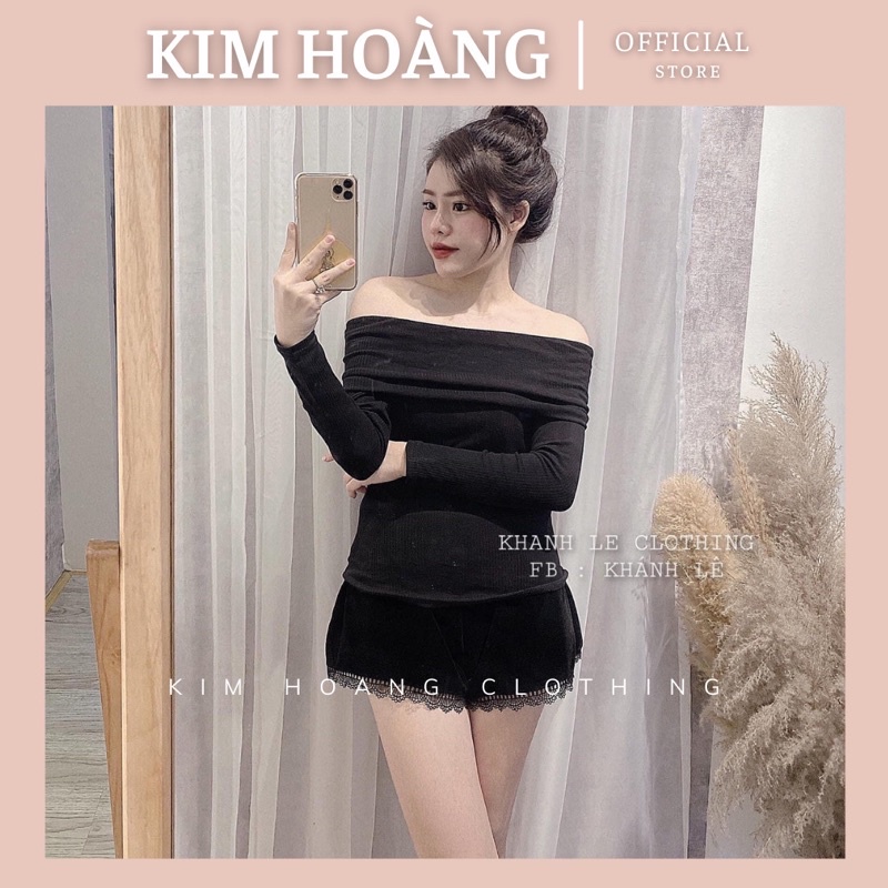 Áo len trễ vai Kim Hoàng Clothing áo len tăm form rộng tay dài sexy dáng đẹp thời trang kiểu Hàn Quốc