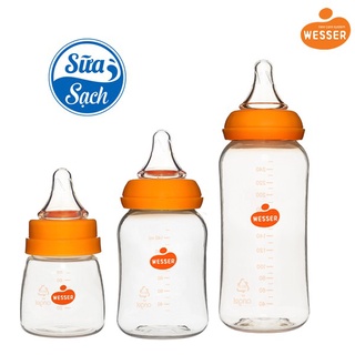 [MẪU MỚI 2020 MÀU TRẮNG] Bình Sữa Wesser Nano Silver Cổ Hẹp 60ml - 140ml - 250ml