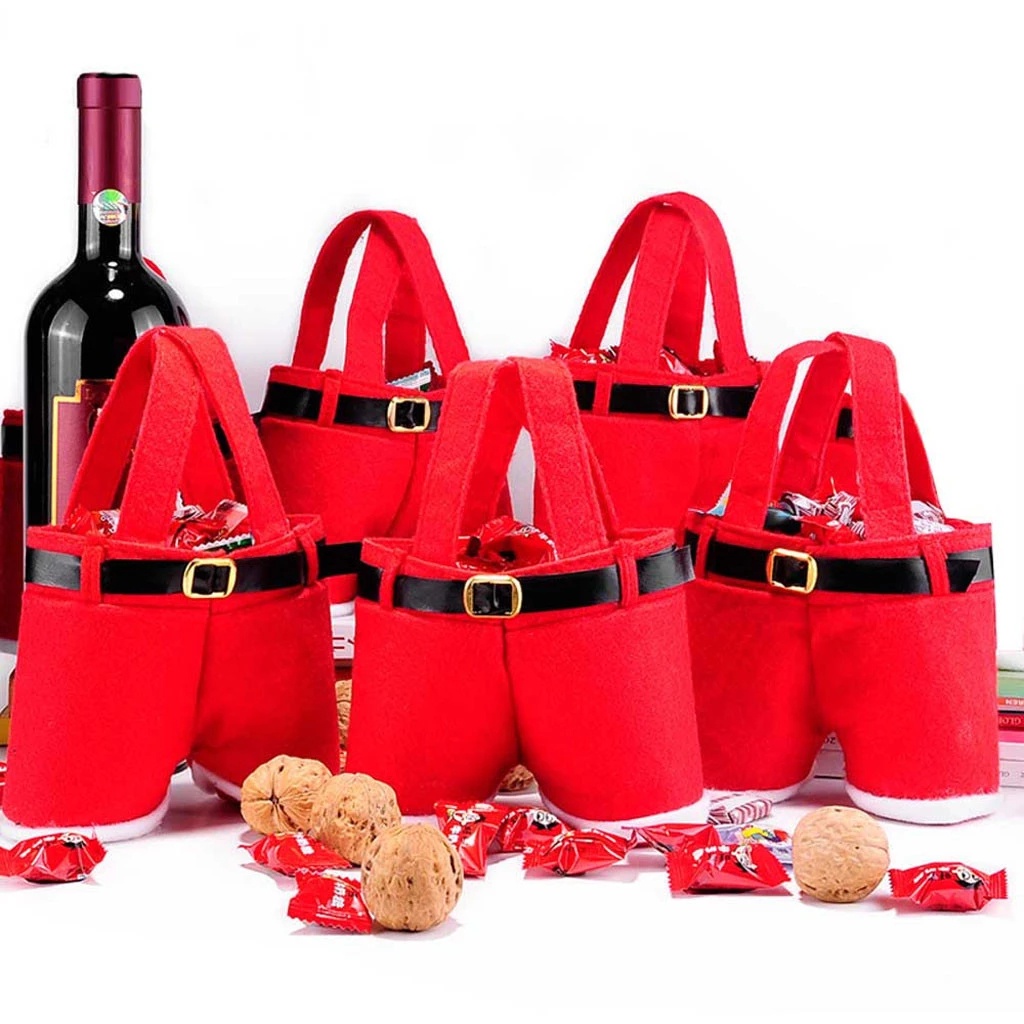 1 Túi Đựng Kẹo Hình Chiếc Quần Ông Già Noel Dùng Trang Trí Giáng Sinh