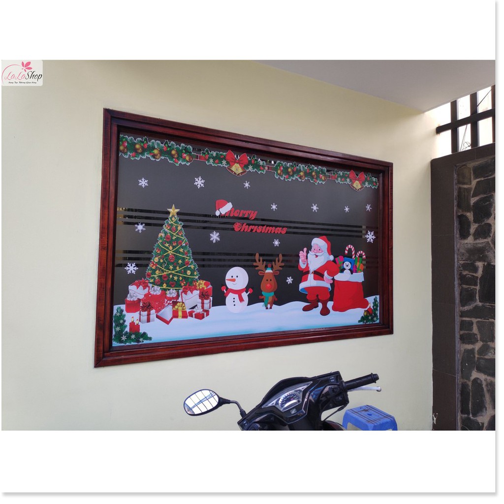 Decal trang trí noel trên cửa kính đẹp 2020 - Giấy dán kính trang trí noel có keo sẵn dễ dán TPFreeship