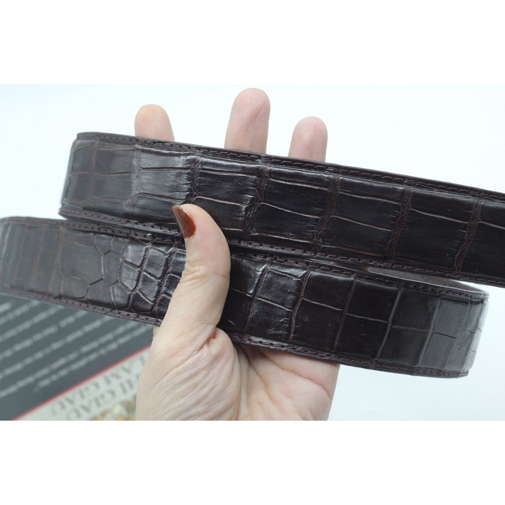Thắt Lưng Nam - Dây Nịt Nam Da Cá Sấu Thật Mặt Khóa Trượt Cao cấp Sang Trọng Bản Liền Không Nối, BẢO HÀNH 12 THÁNG