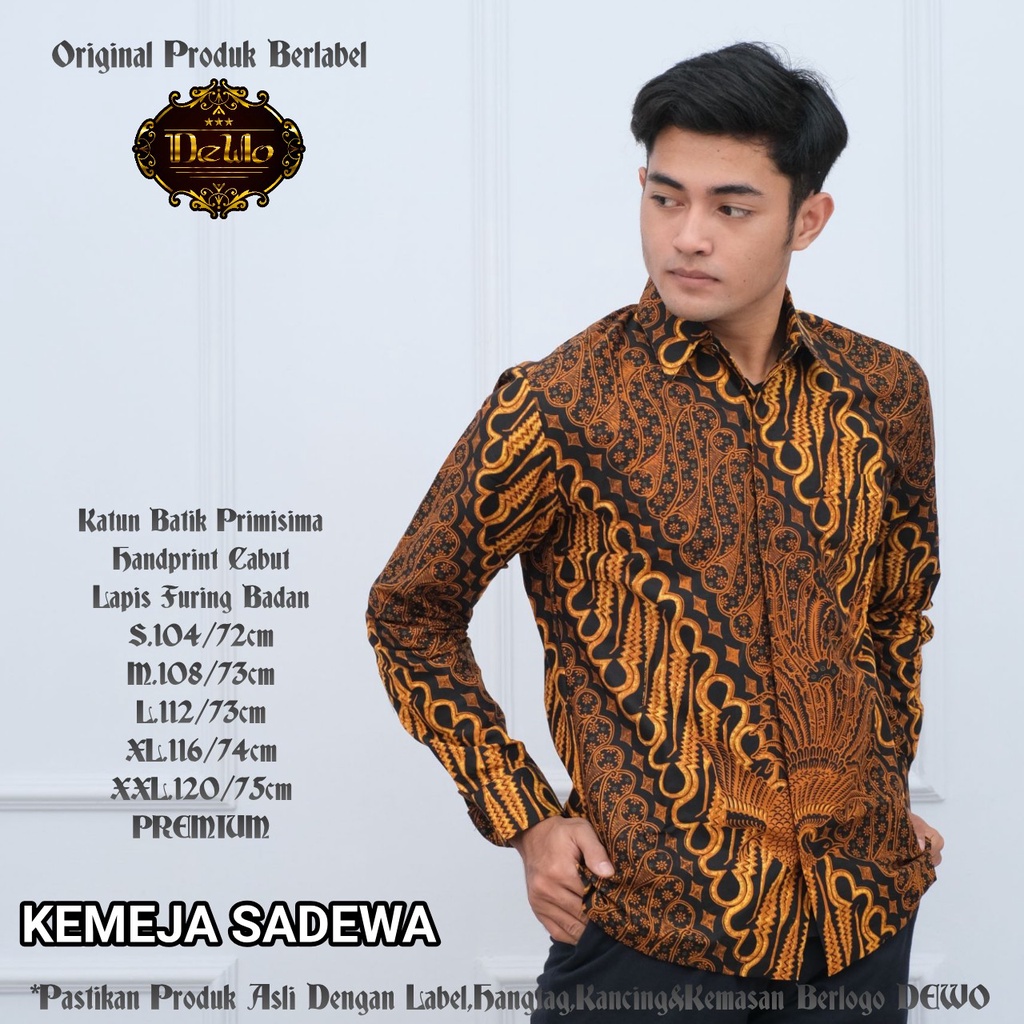 Áo Sơ Mi Batik Nam SOGAN PARANG Họa Tiết || Viền BATIK Dài || Batik Sadewa Bông Đầy Đủ