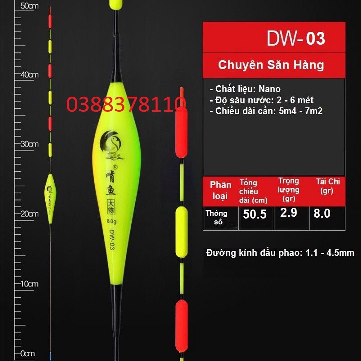 Phao Săn Hàng DW Tải Chì Cao 6-7-8-9g