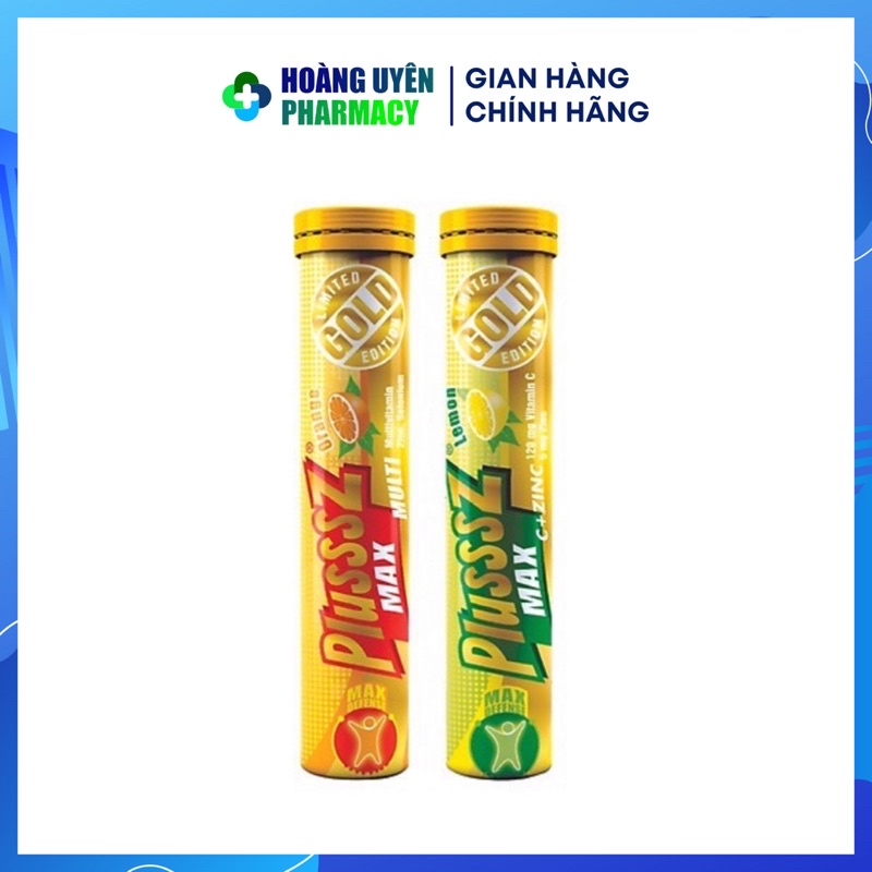 Viên sủi vitamin C + Kẽm Plusssz Max tăng đề kháng - Tube 20 viên