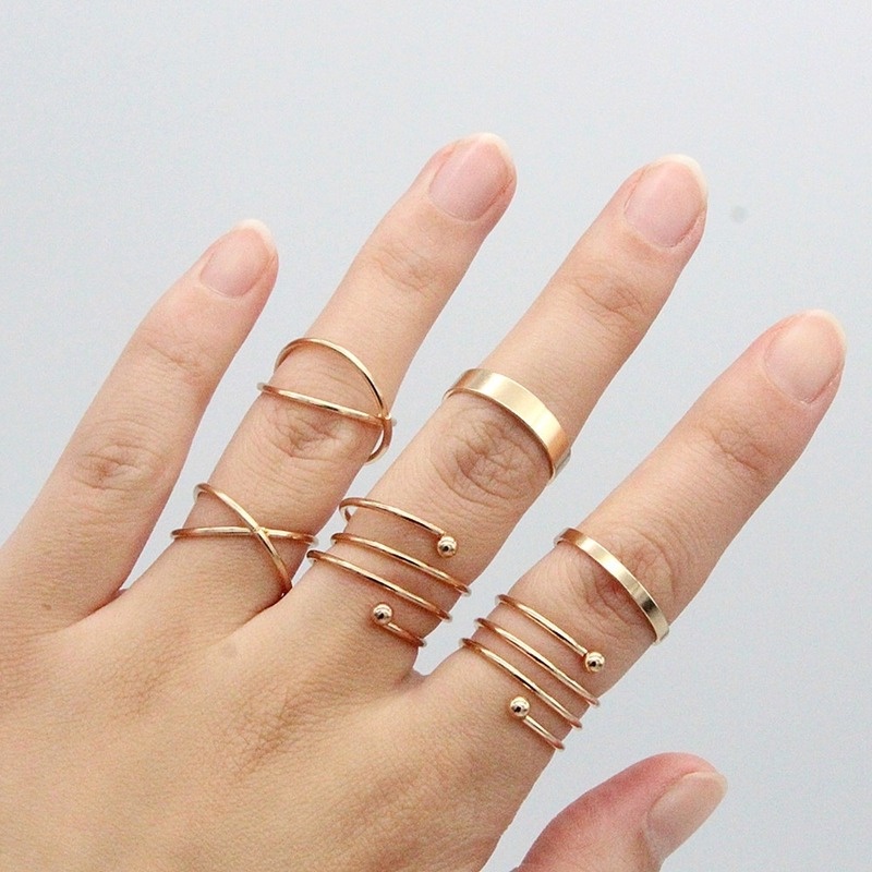Set 6 nhẫn phong cách Hàn Quốc thời trang cho nữ 210807