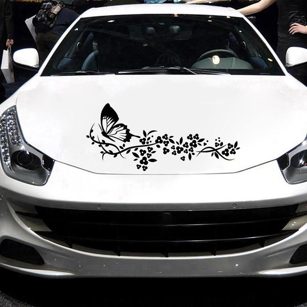 Đề can dán cửa xe hơi trang trí hình bướm và hoa