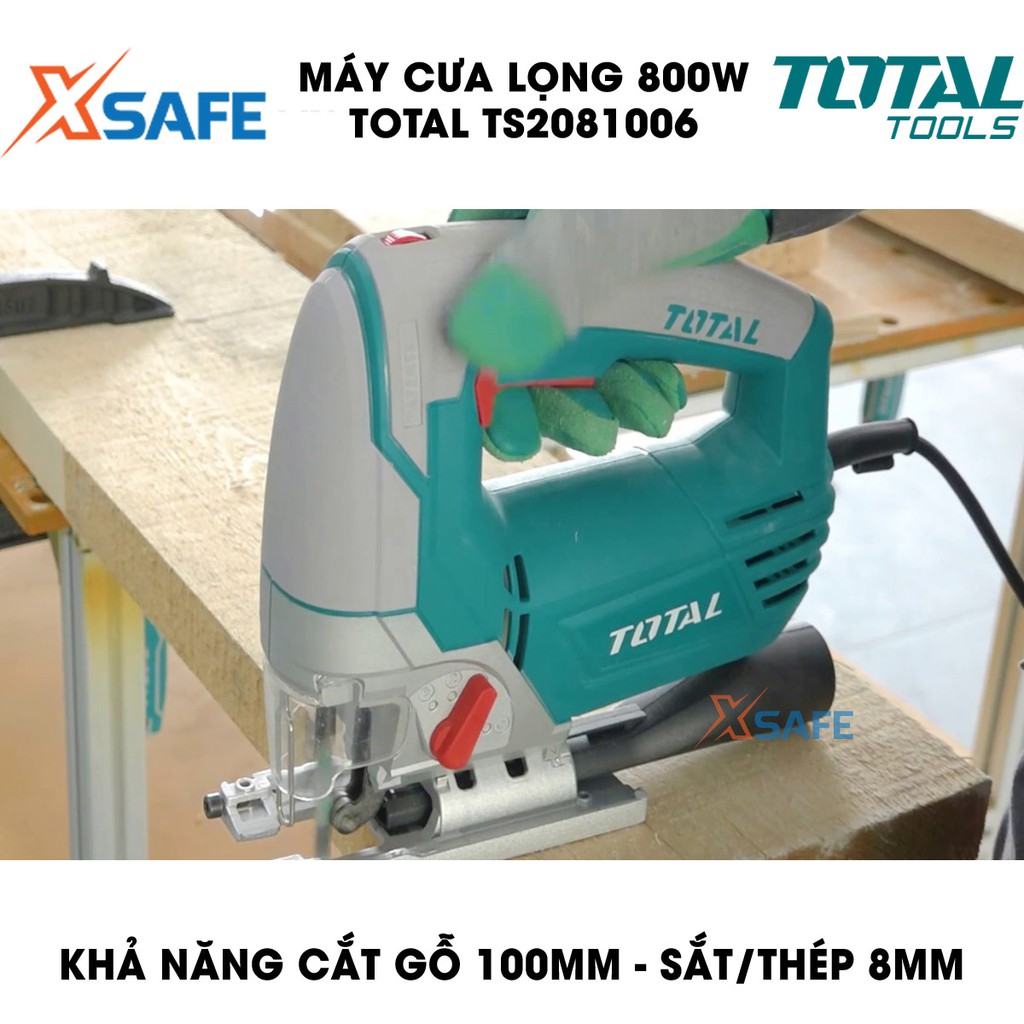 Máy cưa lọng 800W TOTAL TS2081006 Tặng kèm lưỡi cưa Máy cưa lọng Total tốc độ không tải 800-3000 vòng/phút - Chính hãng