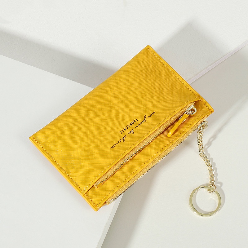 Ví đựng thẻ mini PIERRE LOUES có dây kéo và móc khóa dành cho nữ