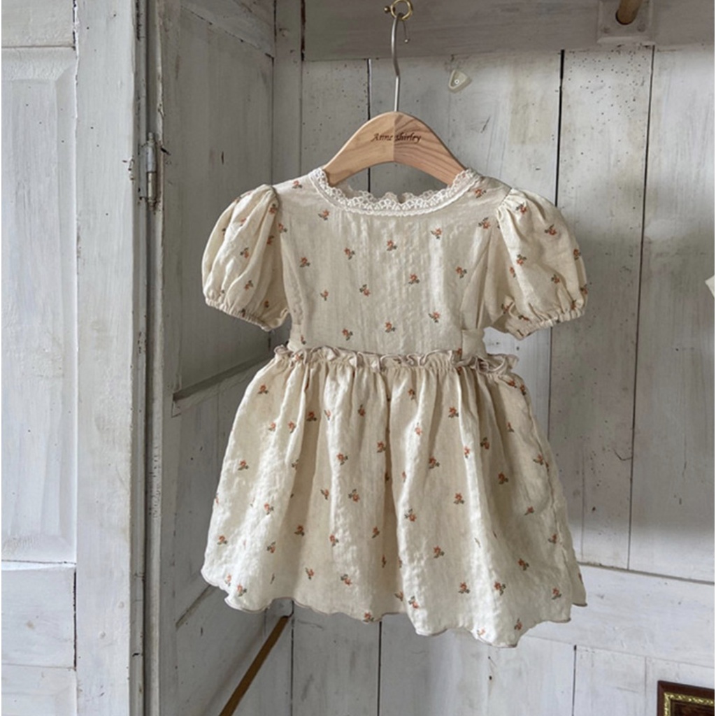 Đầm Hoa Công Chúa Vintage Cho Bé 0-3 Tuổi