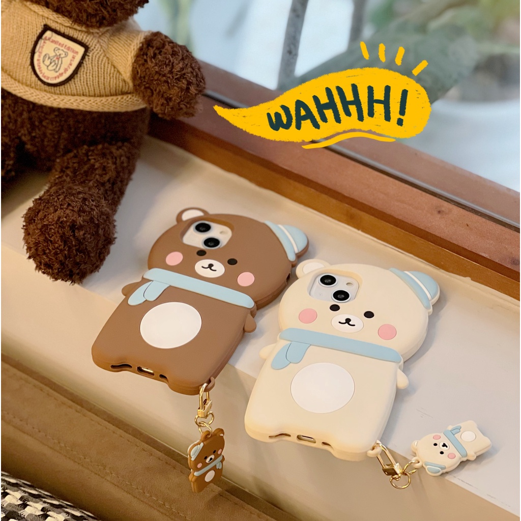Ốp Điện Thoại Mềm Chống Sốc In Hình Gấu Đeo Khăn Choàng Hoạt Hình Cho iPhone 6 7 8Plus X XS XR 11 12 13promax Plus