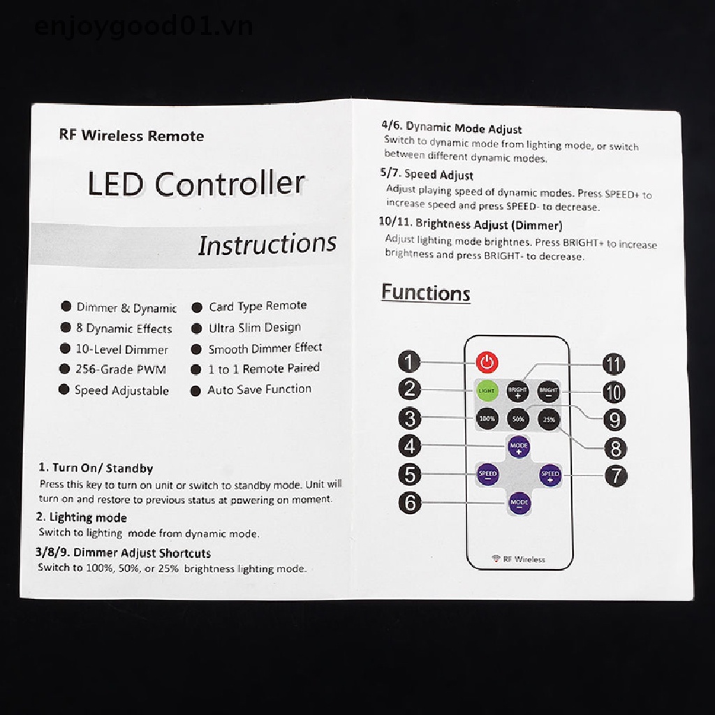 Bộ điều khiển công tắc từ xa không dây RF 12V điều chỉnh độ sáng cho dây đèn LED mini