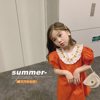 Váy bé gái baby doll cam cổ thêu