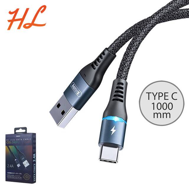 Cáp Sạc Type C Remax RC-152a Dài 1M, Dây Dù Siêu Bền, Có Đèn Led - Hưng Long PC