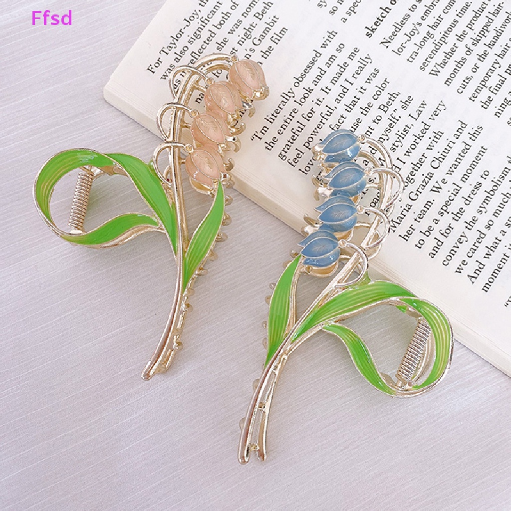 {Ffsd} Kẹp Tóc Móng Vuốt Đính Hoa Chuông Xanh Dương Thanh Lịch * Bán Chạy