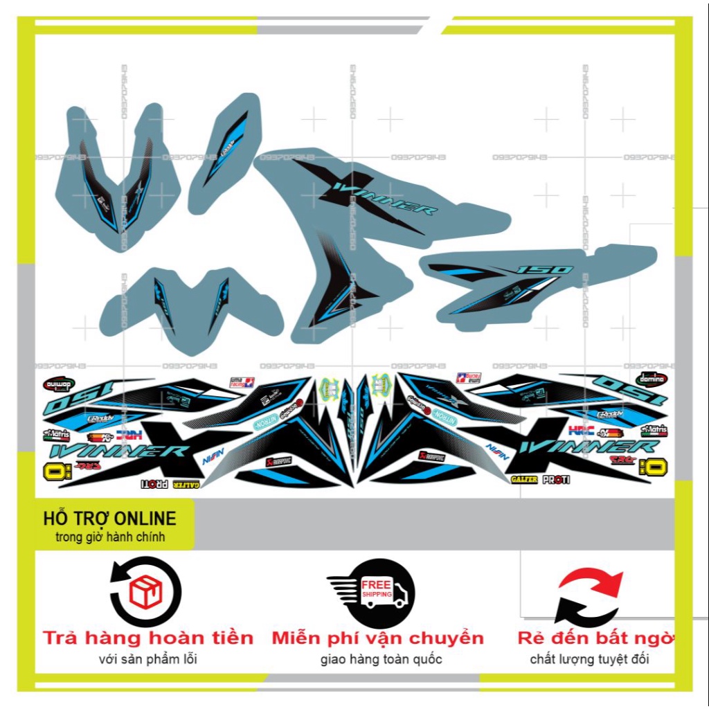 TEM XE WINNER X DÁN XE XÁM XI MĂNG -- SHIN DECAL 2