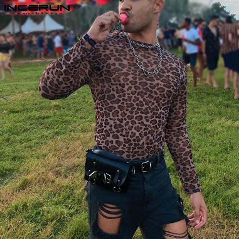 Áo Thun INCERUN Tay Dài Họa Tiết Da Báo Dành Cho Nam | BigBuy360 - bigbuy360.vn