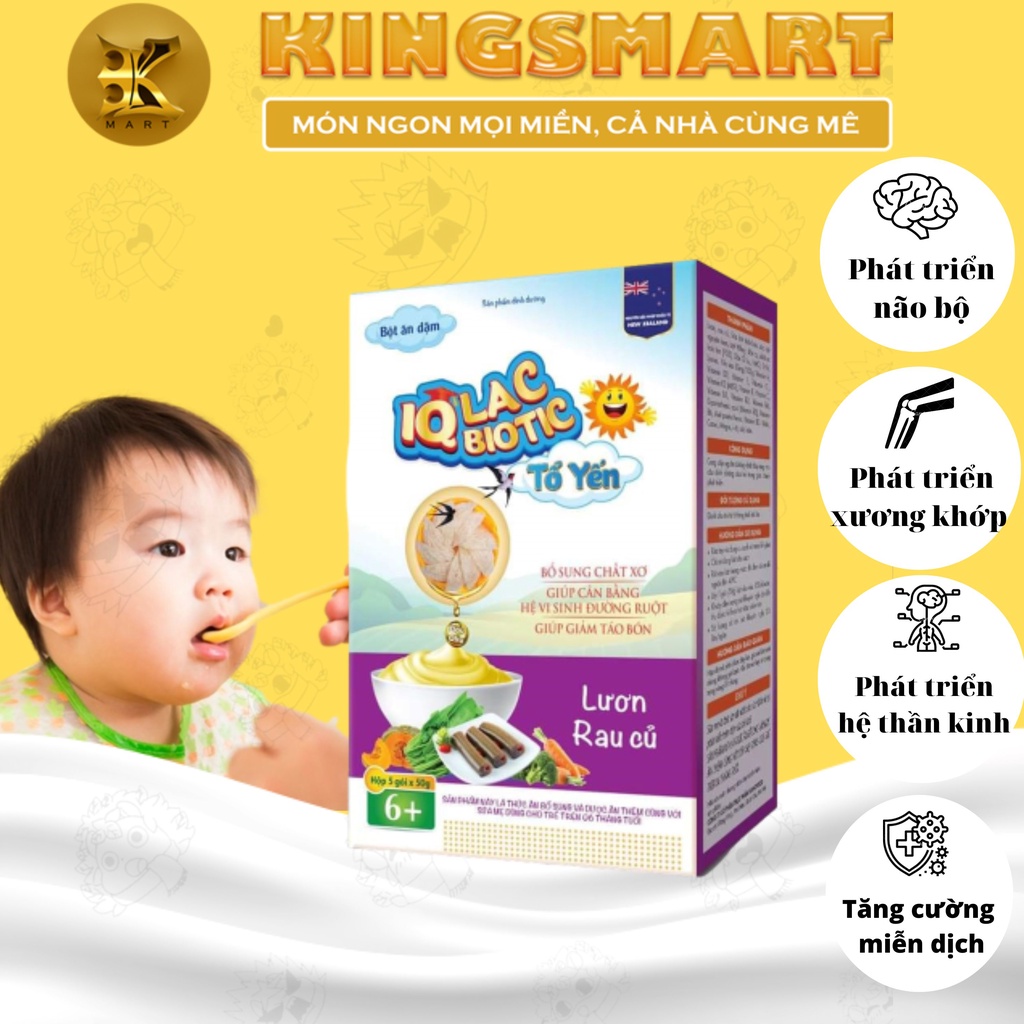 Bột ăn dặm IQLAC BIOTIC Lươn Rau Củ - Bột dinh dưỡng bổ sung cho bé trên 6 tháng tuổi hộp 250g (NPP ĐÔNG HƯNG)
